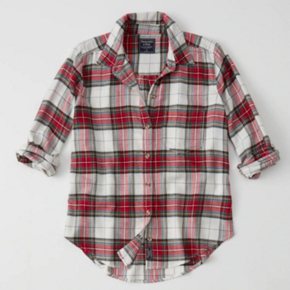 red green white plaid shirt